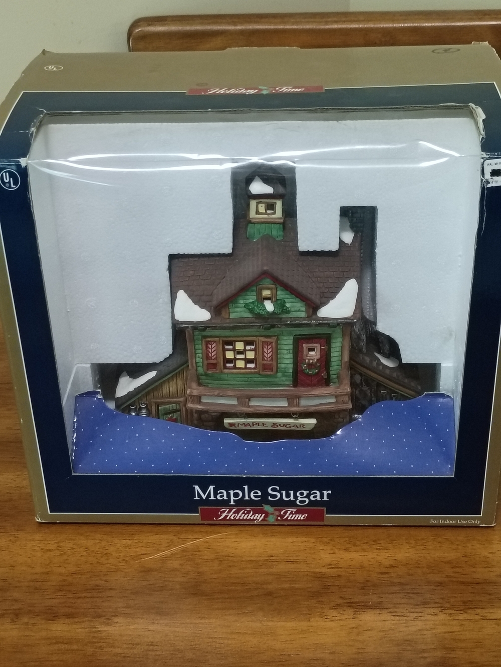 Holiday Time Maple Sugar Decorative Holiday House - Green and Brown